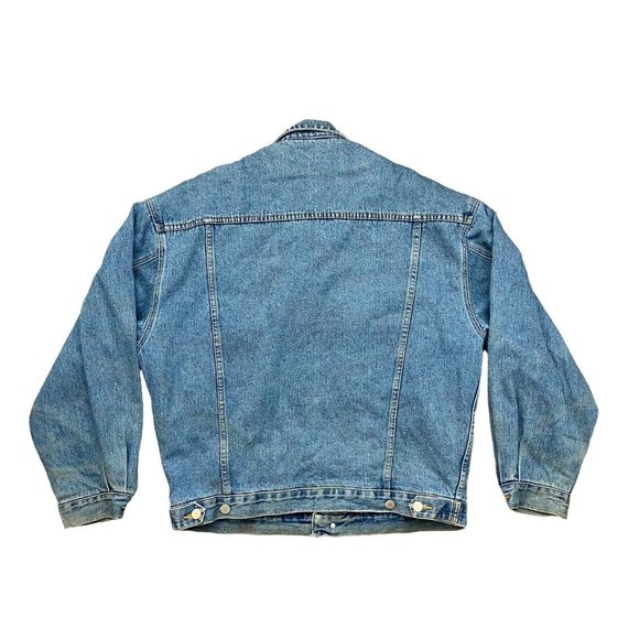 Eddie Bauer Men's Sz M Medium Plaid Flannel Lined Denim Trucker Jacket Coat Vntg - Picture 8 of 9